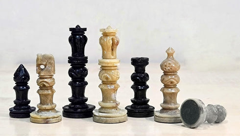 StonKraft Natural Stone Chess Pieces - 3" King Chessmen for Board Games and Accessories