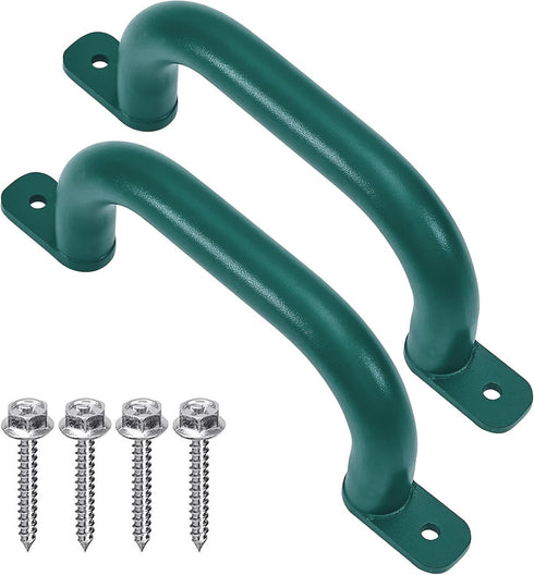 2 Pack Green 10'' Playground Handles - Outdoor Playset Grab Handles, Swing Set Hardware Kit for Kids