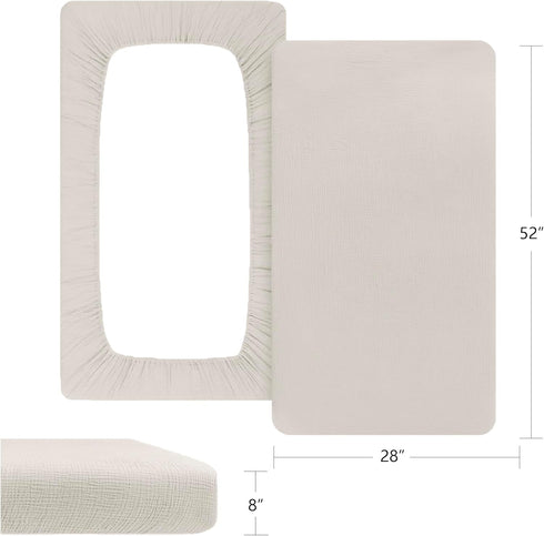 ColoBrethy 4-Pack 100% 52" 28" Muslin Crib Sheets for Girls Boys, Boho Soft Cotton Nursery Decor for x Standard Crib