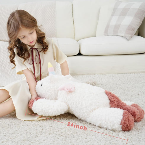 24 Inch, 4 lb Weighted Unicorn Stuffed Animal Calming Plush Toy for Girls and Kids, Soft and Huggable Gift