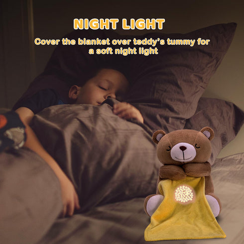 BEREST Rechargeable Baby Sleep Soother Bear, Nursery Decor Night Light Projector, Mom's Heartbeat Cry Sensor Lullabies