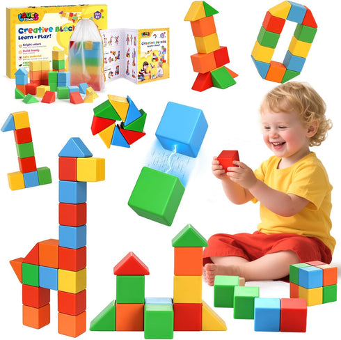 LovesTown 28PCS 1.3 Inch Large Magnetic Blocks for Toddlers Ages 3-6, Magnet