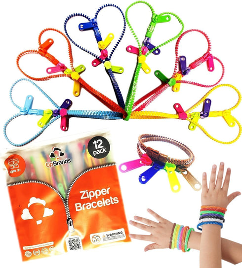 UpBrands Quiet Prizes for Kids Classroom, Double Tour Zipper Bracelets, School Rewards, Party Favors