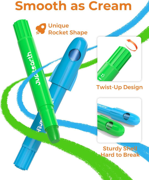 18 1-3, 4-8 JUPITEARTH Colors Twist Crayons for Toddlers Non-Toxic Washable Crayons for Ages with Storage Bucket