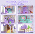 randhar 9 2 4 3+ Lilac Purple Doll House for Girls, Dream Dollhouse Rooms with Dolls, Unicons,Lights, Furniture