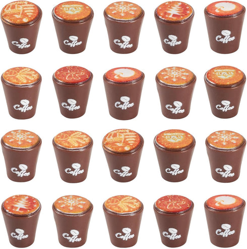 25Pcs Set 15x17mm Resin Mini Coffee Cups Miniature Kitchen Fake Drink Food Brown Coffee Mug Lovely Tableware Dollhouse