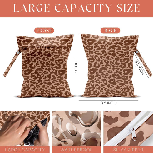 VBCVBGFH 4 Pack Colorful Neon Leopard Print Wet Bag Waterproof Reusable Wet Dry Bag for Swimsuit Dirty Clothes Diaper