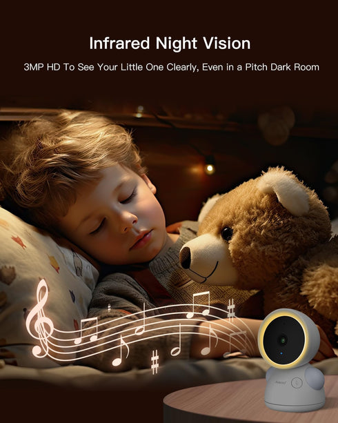 ARENTI 2K/3MP 6, (D3) Baby Camera Monitor, WiFi Smartphone App, Super Night Vision, Crying Detection, Auto Tracking