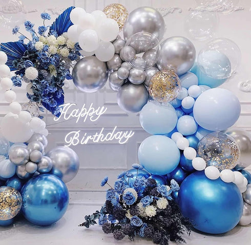 KALOR 100 pcs Metallic Blue Balloons, 5 inch Thick Latex Chrome for Birthday Decoration, Wedding Party