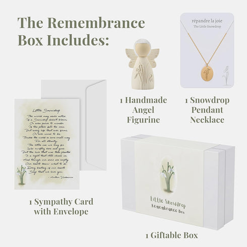 rpandre la joie Little Snowdrop Remembrance Box - Miscarriage Gifts for Mothers - Memorial Angel Figurine for Grieving