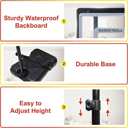 Adjustable Kids Basketball Hoop, Indoor Outdoor Play, Height 2.9 ft-6.2 ft, Goal for Boys & Girls Age 3-8