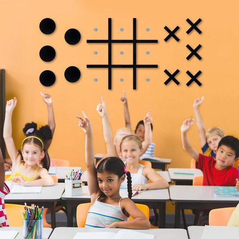 Magnetic Tic Tac Toe Wall-Mount Game, Modern Game Room Decor for Kids & Adults, Best Gift
