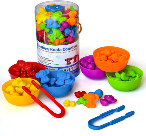 Counting Toys for Toddlers, Rainbow Koala Counters with Sorting Bowls for Preschool Learning Supplies