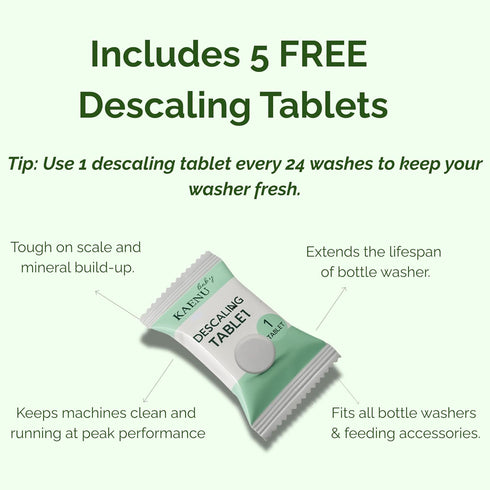KAENU 120 5 Momcozy Bottle Washer Detergent Tablets, PCS & Free Descaling Tablets, Compatible with all Baby Bottle