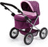 18 inch Bayer Trendy Doll Pram & Stroller, Burgundy Pink, Dolls, Adjustable Handle, Pretend Play with Accessories