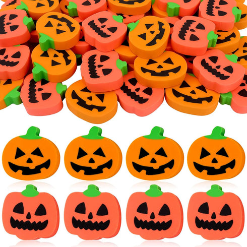 36 Pcs Halloween Pumpkin Erasers, Mini Novelty Pencil Erasers for Kids, Party Favors, Holiday Gift
