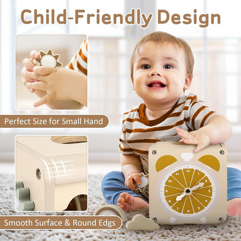 1+ 12-18 1 2 3 1-3 Vanplay Montessori Toys for Year Old Girls Boy Gifts, Wooden Sensory Activity Cube for Babies