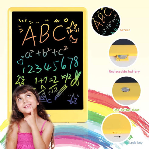ORSEN LCD Writing Tablet 10 inch - Colorful Doodle Board for Kids, Toddler Toys for Ages 2-7 (Yellow)