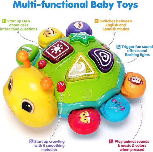 6-12 7 8 9 10 11 Tummy 1 Baby Crawling Toys for Months, Musical Toys for Infants Months, Early Learning Educational Toy