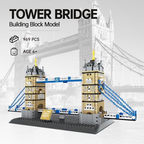 LQPFBSM Sets 969PCS London Twin Tower Bridge Building Blocks London Architecture Building Kits Famous Landmark Model