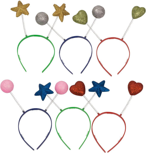 Funny Party Hats Head Boppers - 12 Piece Assorted Design Party Accessories, Blue Gold