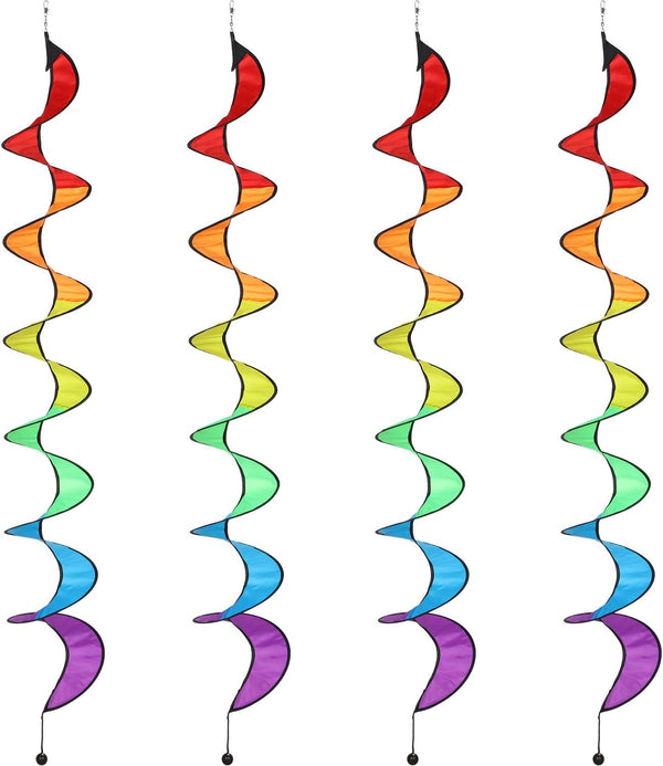 Gejoy 4 Pieces Colorful Rainbow Wind Spinner Outdoor Hanging Wind Socks, 57 Inch Decor for Yard and Garden