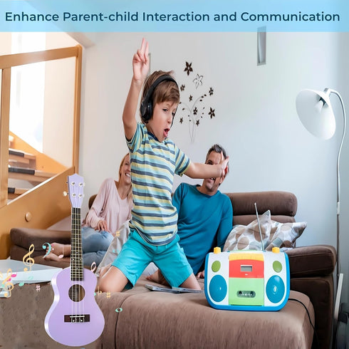 Jakeloo Kids Guitar Acoustic, 21 Inch Carbon Fibre Ukulele for Toddlers, Ideal Musical Toy for 3-9 Year Olds (Purple)