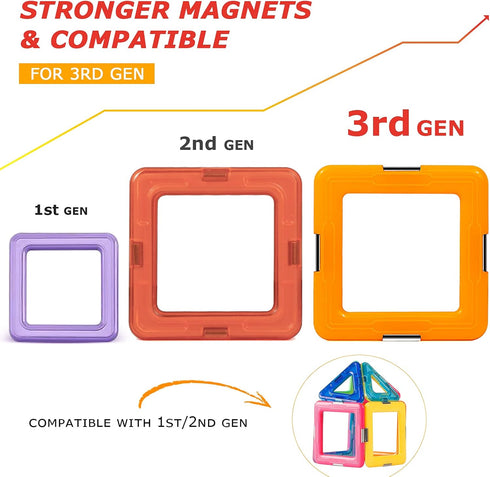 3+ Set Coodoo Upgraded Magnetic Blocks Tough Tiles STEM Toys for Year Old Boys and Girls Learning by Playing Games