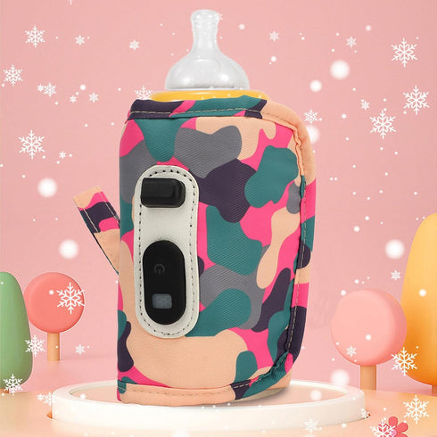 DAUZ 5.57 Cm Milk Warmer Bag, Baby Milk Heat Keeper LCD Display Portable for Travel for Bottle (Pink)