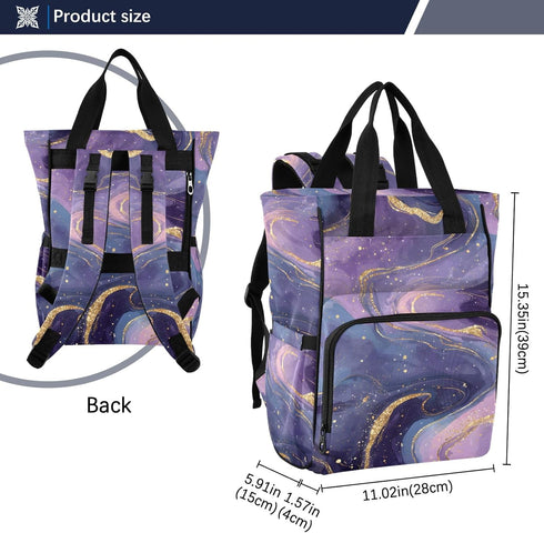 SUABO Backpack Baby Diaper Bag Purple Gold Starry Sky Large Bag Waterproof Travel Diaper Bags for Moms and Dads
