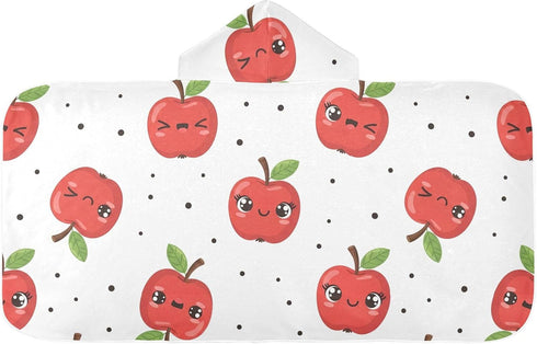 Takiito Cute Apples Hooded Baby Towel for Newborn Infant, Soft & Absorbent Bath Towel Essentials, Machine Washable