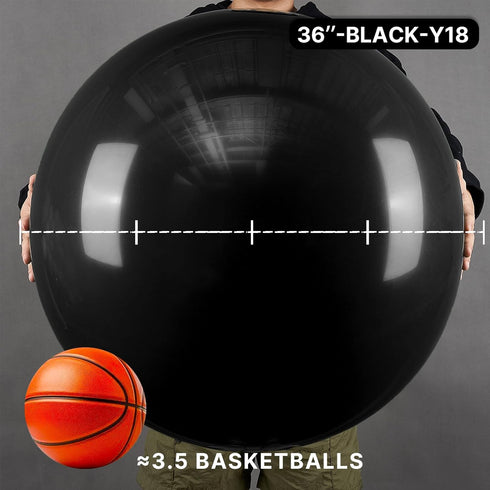 PartyWoo Black Balloons 4 pcs 36 Inch Extra Large Jumbo Matte Black Latex Helium Balloons for Party Decorations