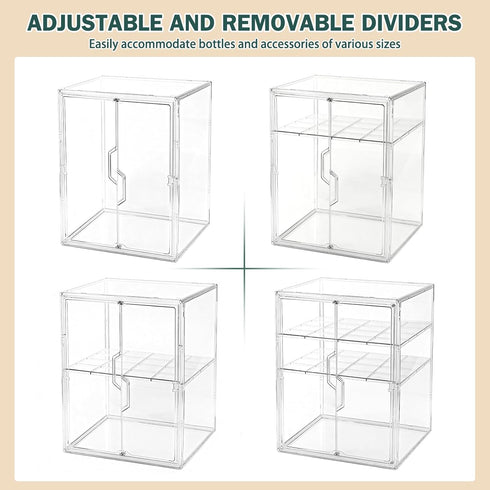 RISICULIS 3-Tier Countertop 2 Baby Bottle Organizer, Bottle Storage for with Double Magnetic Doors, Clear Plastic