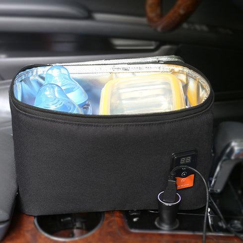 Portable Car Baby Bottle Warmer, Adjustable Temperature Milk Heater Bag with Digital Display Screen, Multi Purpose Milk