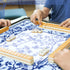 Sonwyoung 1 31.5" 31.5" Chinoiserie Mahjong Mat with Carrying Bag x Blue and White Rubber Anti Slip and Noise Reduction