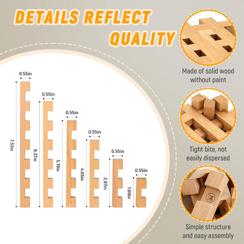 GLCforever 15 1 -15+ 3D 5+ in STEM Wooden Building Blocks Shapes, Puzzle, Logic Brain Games, Educational Toys Gift