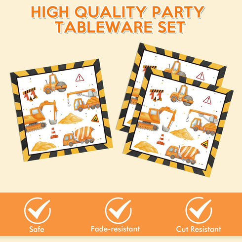 Fitoyplak 40Pcs Set 20 Construction Plates and Napkins Construction Birthday Decorations Disposable Tableware Paper