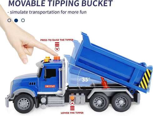 haomsj Big Dump Truck Toy Light Up & Moveable Lifting Back Garbage Push and Go Car Plastic Beach Construction Toy