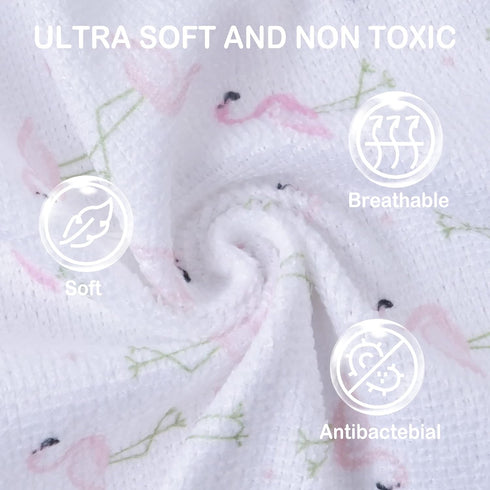 Softan Baby Washcloths, 24 Pack - Extra Soft & Ultra Absorbent Baby Towels, 9x9 Flamingos, Gentle on Sensitive Skin