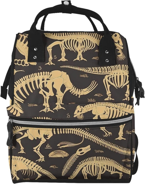QSMJKLD Dinosaur Skeleton Diaper Bag with Changing Pad, Pacifier Holder - Multifunction Travel