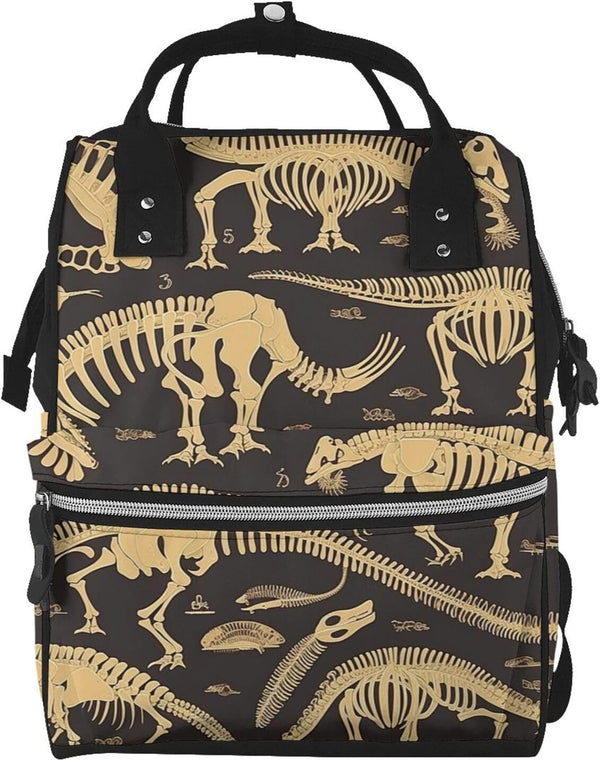 QSMJKLD Dinosaur Skeleton Diaper Bag with Changing Pad, Pacifier Holder - Multifunction Travel