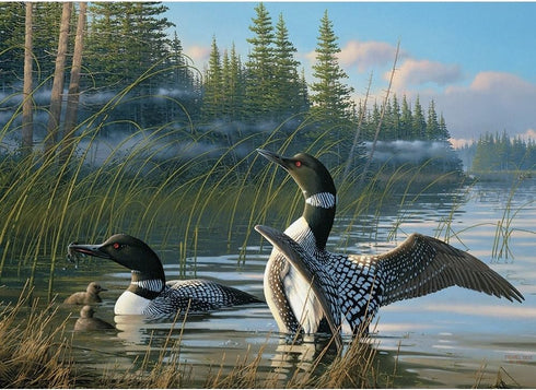 Cobble Hill 1000 Piece Puzzle - Common Loons, Sample Poster Included