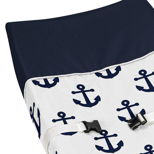 Sailboat Sweet Jojo Designs Navy Blue White Anchors Boy Girl Baby Nursery Changing Pad Cover - Nautical Theme Ocean Sea