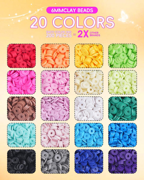 5000 Set 6-12 BestNow Clay Beads Bracelet Making Kit Pcs Friendship Bracelet Kits Flat Beads for Jewelry Making Polymer