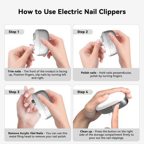 generic 3-in-1 2-Speed Trimmer Rechargeable Electric Nail Clipper Automatic Nail Polisher with LED Light Clip Storage