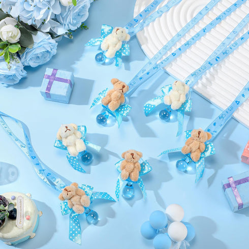 24 Remuuly Pcs Baby Shower Pacifier Necklaces with Plush Bears Its a Boy Acrylic Pacifier Necklaces for Guest Baby