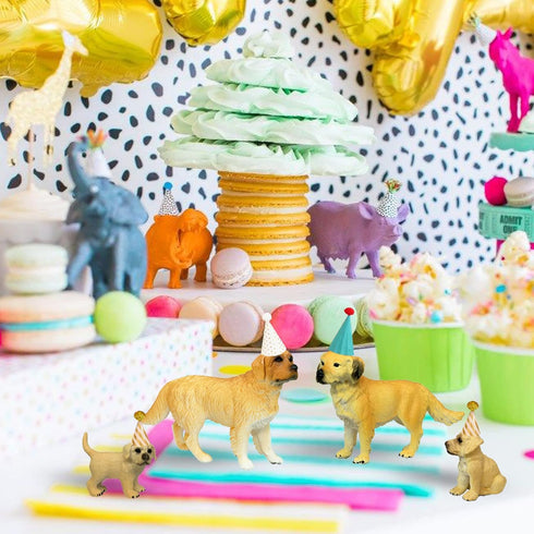 Gemini&Genius Dog Toys for Kids - Golden Retriever Family Playset with Realistic Puppy Action Figures
