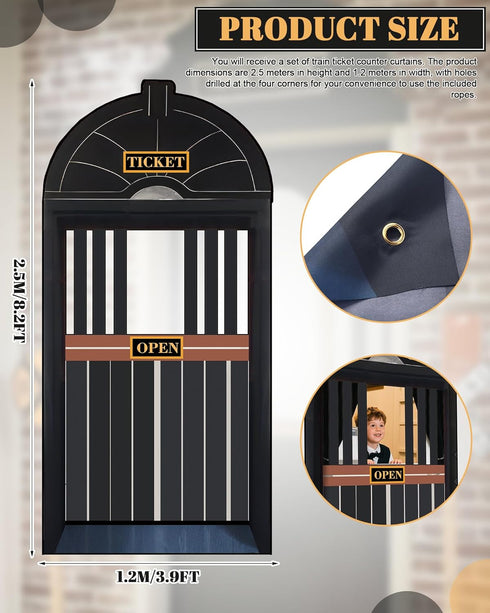 Preboun Train Party Decorations Train Ticket Station Ticket Hall Door Curtain Decor Hall Door Cover for Railroad