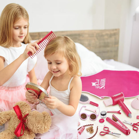 Set GAGAKU Pretend Hair Salon Toys for Girls,Pretend Makeup for Toddlers Dress Up Beauty Salon Stylist Kit with Hair