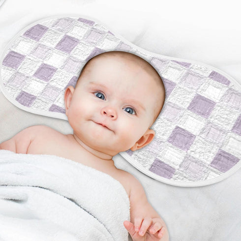 decor gift 4 Pack 22x11in Cotton Burp Cloths Muslin Good Absorbent? Purple Check Pattern washcloths for Unisex Babies
